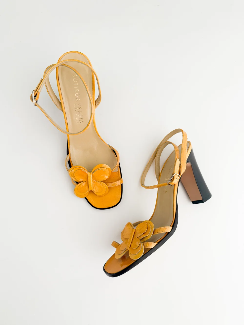 Bottega Veneta Vintage Patent Leather Butterfly Sandal Heels